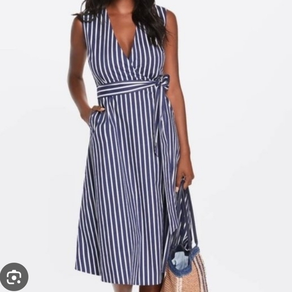 Draper James Dresses & Skirts - Draper James Miranda Navy Stripe Wrap Mini Dress
